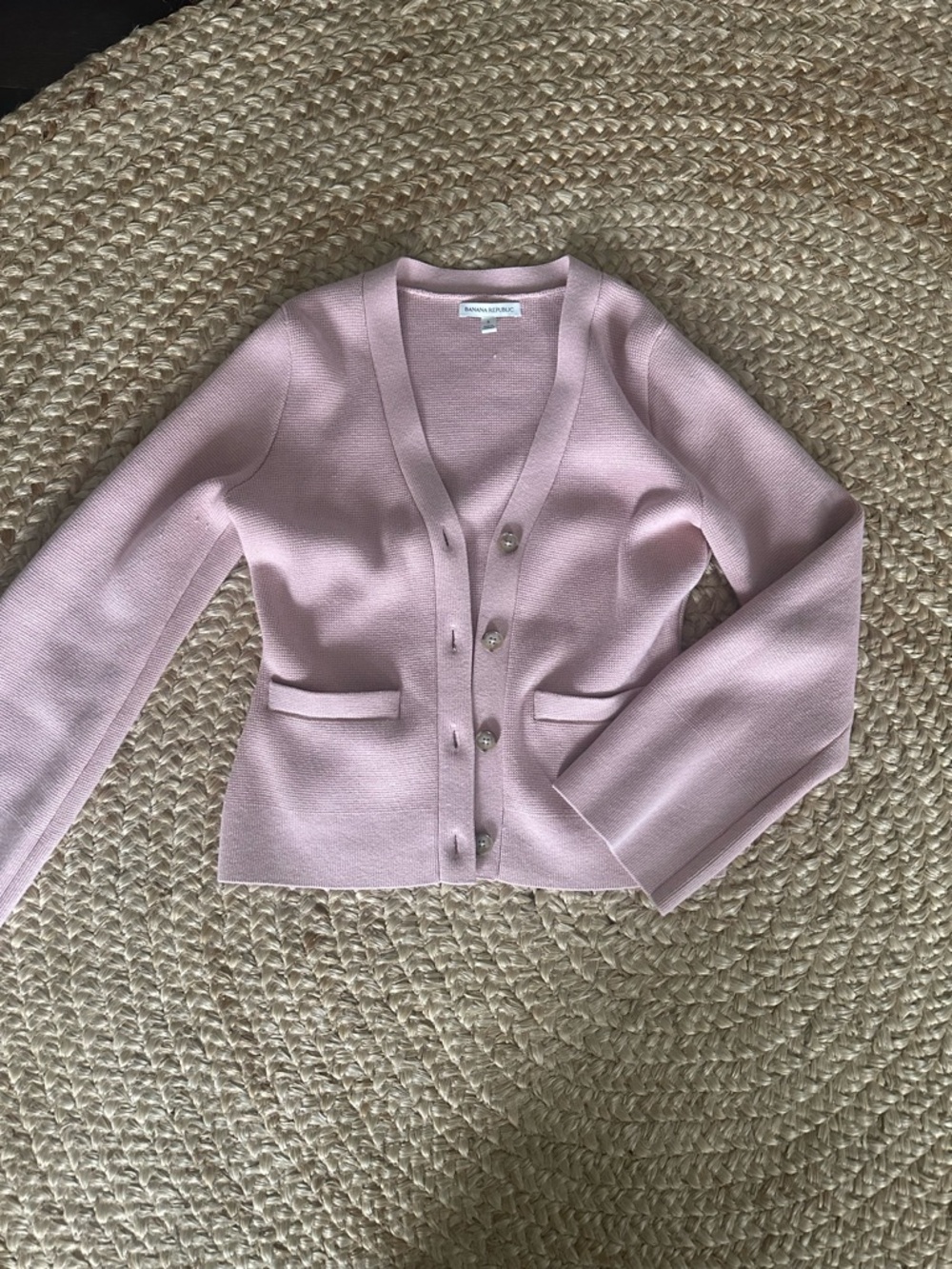Banana Republic Soft Pink V-Neck Button Cardigan